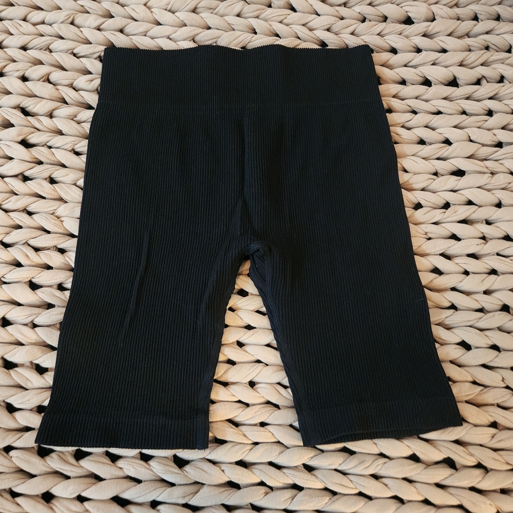 Black Ribbed Shorts Biker Shorts